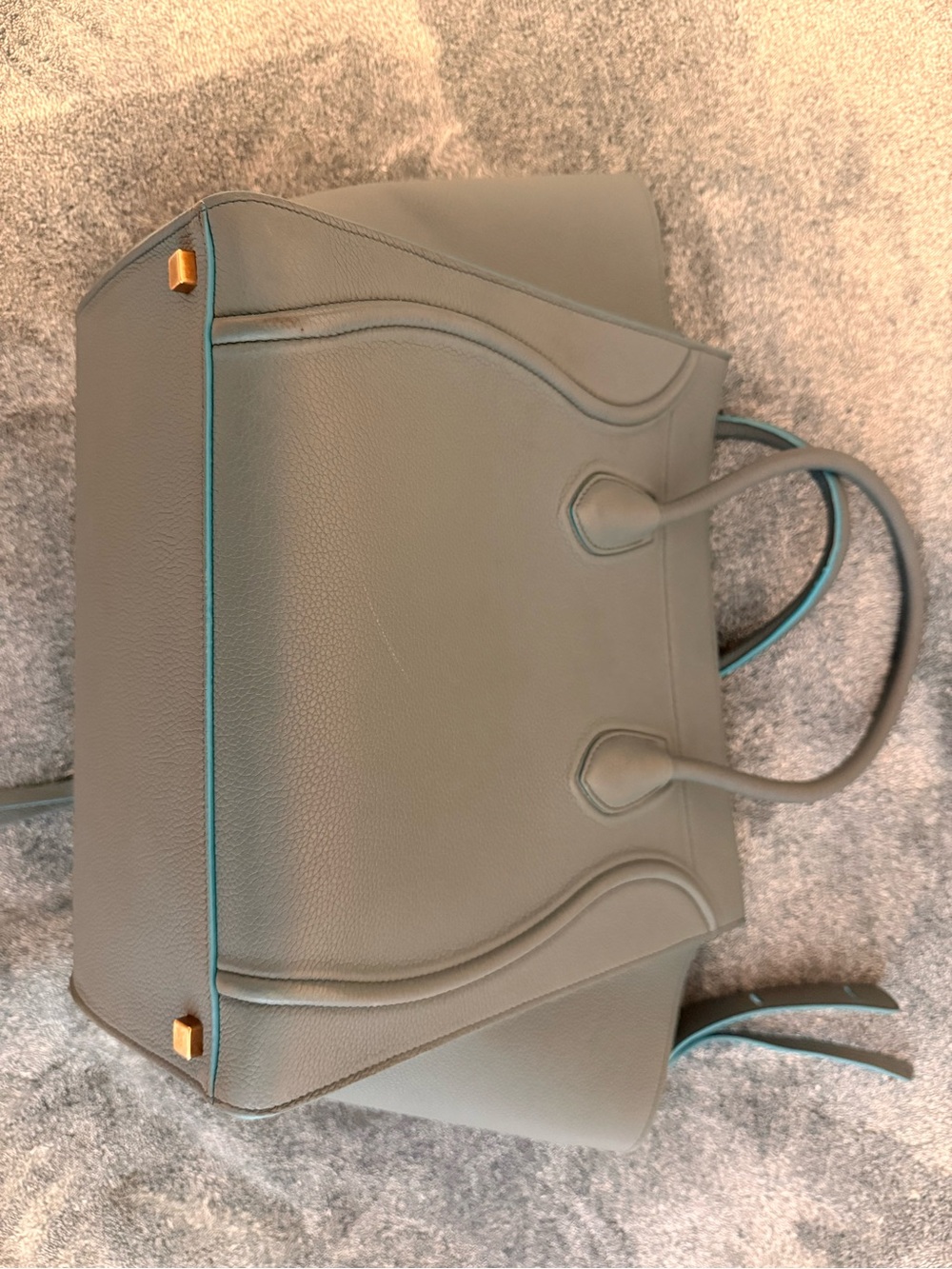 Celine Grained Calfskin Medium Phantom Luggage in Ocean - Picture 8 of 9